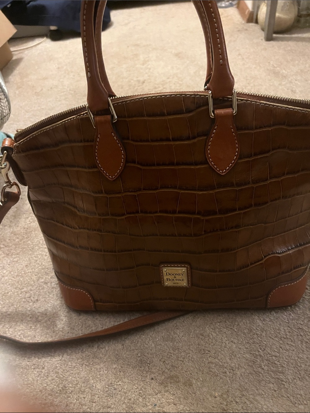 Dooney & Bourke Brown Croc-Embossed Leather Tote